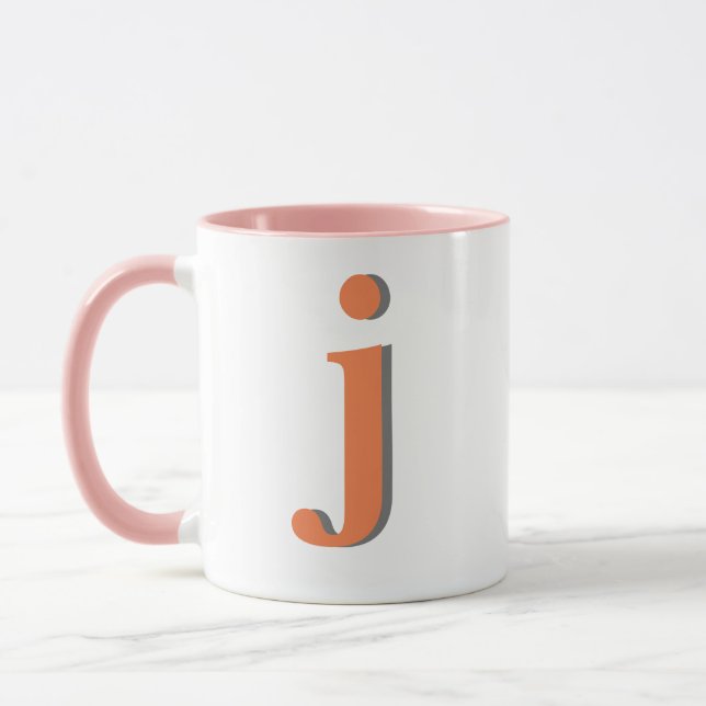 Modern Monogram Initial Letter Orange Pink Tasse (Links)