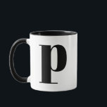 Modern Monogram Initial Letter p Black and White Tasse<br><div class="desc">Niedliches modernes p Monogramm in Schwarzweiß. Wenn Ihr bevorzugter Brief auf dieser Tasse nicht funktioniert,  lesen Sie bitte die Monogramm-Tasse für den gewünschten Brief oder kontaktieren Sie mich.</div>