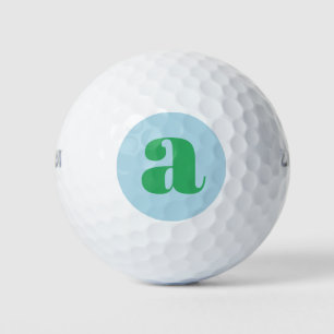 Modern Monogram Initial Letter Pastel Blue Green Golfball