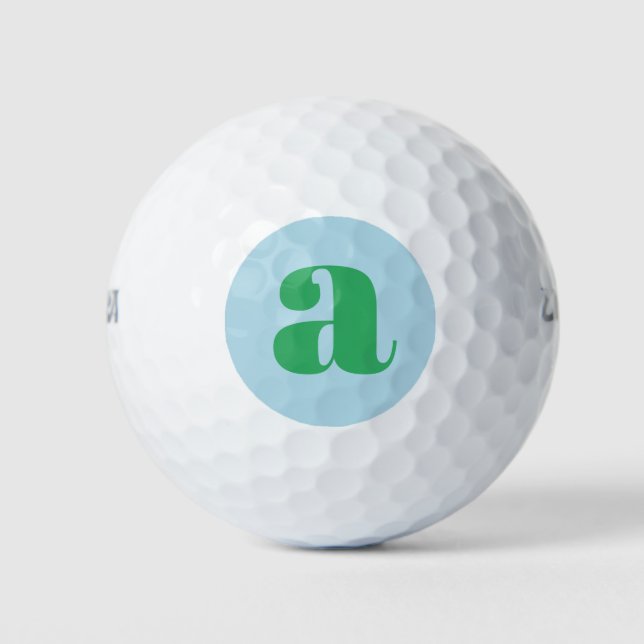 Modern Monogram Initial Letter Pastel Blue Green Golfball (Vorderseite)
