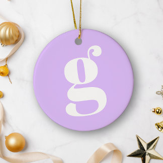 Modern Monogram Initial Letter Pastel Lavender Keramik Ornament