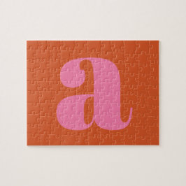 Modern Monogram Initial Letter Pink and Orange Puzzle