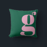 Modern Monogram Initial Letter Preppy Pink Green Kissen<br><div class="desc">This preppy monogram pillow features an oversized lowercase initial in pink against a deep green background. The bold, modern letterform adds personality and charm to teen rooms, dorms, and cozy spaces. Its clean, stylish look makes it easy to mix with colorful decor or classic prep accents. A fun, expressive design...</div>