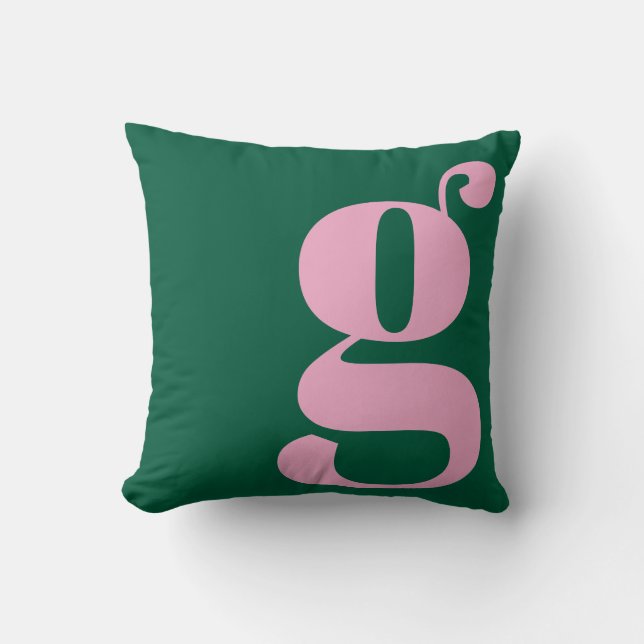 Modern Monogram Initial Letter Preppy Pink Green Kissen (Vorderseite)