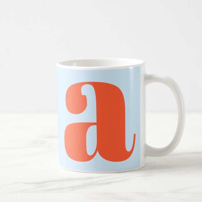 Modern Monogram Initial Letter Soft Blue Orange Kaffeetasse (Rechts)