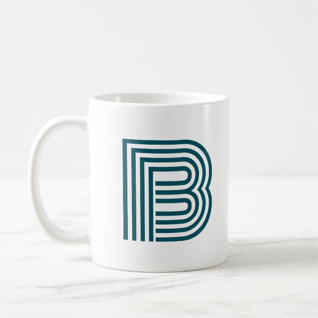Modern Monogram Initial Letter Stylish Aquamarin G Kaffeetasse (Links)