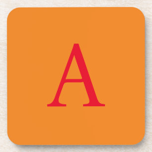Modern Monogram Initial Letter Trendy Orange Red Getränkeuntersetzer