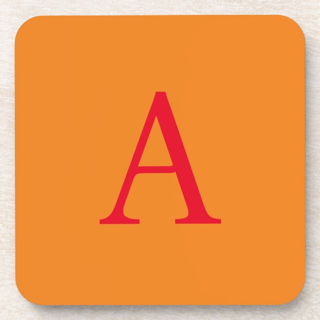 Modern Monogram Initial Letter Trendy Orange Red Getränkeuntersetzer (Vorderseite)
