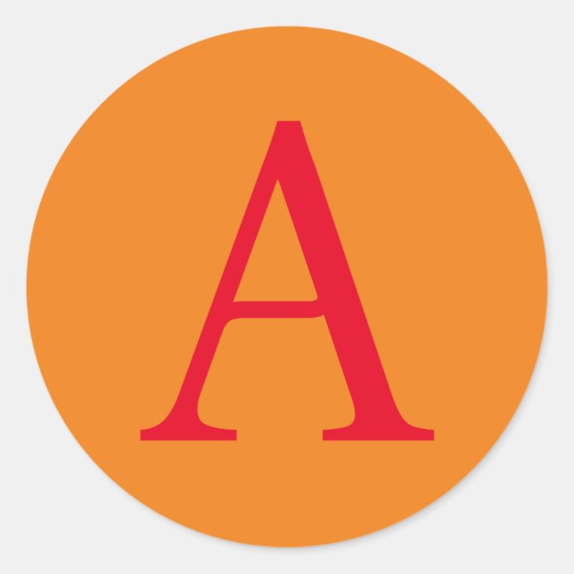 Modern Monogram Initial Letter Trendy Orange Red Runder Aufkleber (Vorderseite)