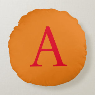 Modern Monogram Initial Letter Trendy Orange Red Rundes Kissen