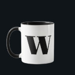 Modern Monogram Initial Letter w Black and White Tasse<br><div class="desc">Stilvoll modernes w Monogramm in Schwarz und Weiß. Wenn Ihr bevorzugter Brief auf dieser Tasse nicht funktioniert,  lesen Sie bitte die Monogramm-Tasse für den gewünschten Brief oder kontaktieren Sie mich.</div>