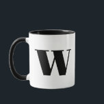 Modern Monogram Initial Letter w Black and White Tasse<br><div class="desc">Stilvoll modernes w Monogramm in Schwarz und Weiß. Wenn Ihr bevorzugter Brief auf dieser Tasse nicht funktioniert,  lesen Sie bitte die Monogramm-Tasse für den gewünschten Brief oder kontaktieren Sie mich.</div>