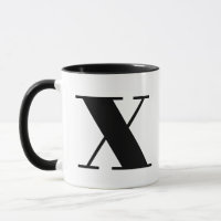 Modern Monogram Initial Letter x Black and White
