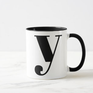 Modern Monogram Initial Letter y Black and White Tasse