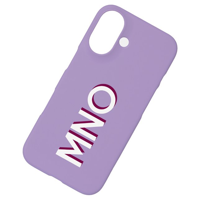 Modern Monogram Initial Lilac Drop Shadow Case-Mate iPhone Hülle (Personalized monogram initials modern drop shadow typography cell phone case)