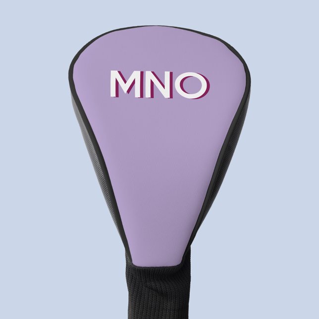 Modern Monogram Initial Lilac Drop Shadow Golf Headcover (Monogram initial drop shadow personalized golf head cover)