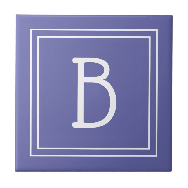 Modern Monogram Initial Periwinkle Blue Fliese (Vorderseite)