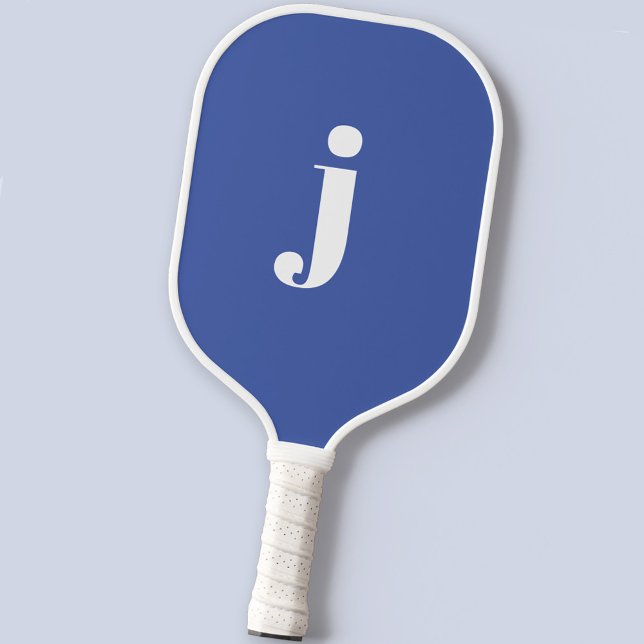 Modern Monogram Initial Pickleball Schläger (Simple modern monogram initial blue and white pickleball paddle)