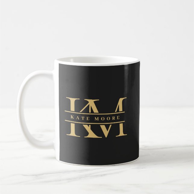 Modern Monogram Initials Professional Black Gold Kaffeetasse (Links)