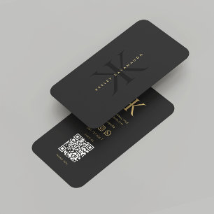 Modern Monogram K Black Beruflich Visitenkarte