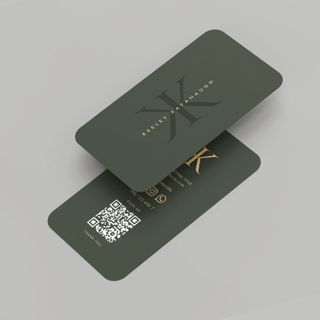 Modern Monogram K Dark Green Gold Beruflich Visitenkarte (Modern Monogram K Dark Green Gold Professional Business Card
)