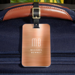 Modern Monogram Kupfer Metallisch  Gepäckanhänger