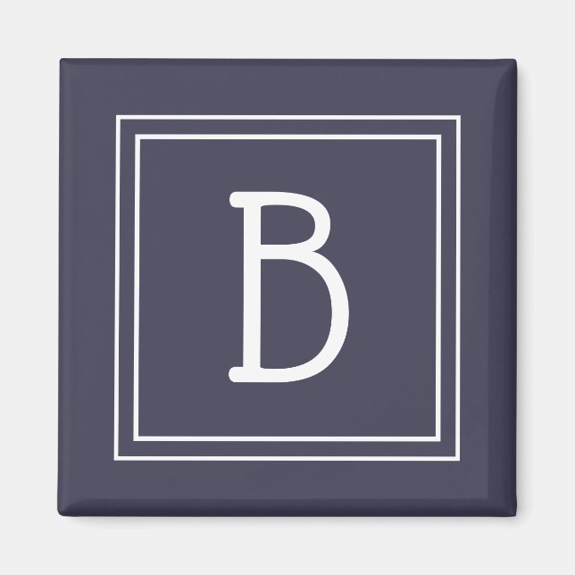 Modern Monogram Letter Initial Template Blue White Magnet (Vorne)