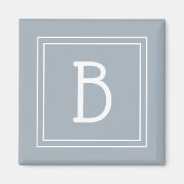 Modern Monogram Letter Initial Template Blue White Magnet