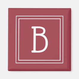 Modern Monogram Letter Initial Template Red White Magnet