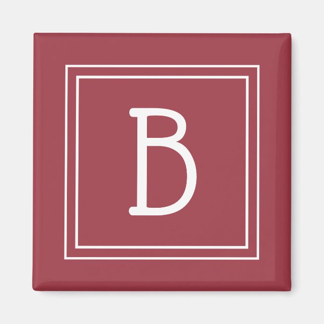 Modern Monogram Letter Initial Template Red White Magnet (Vorne)