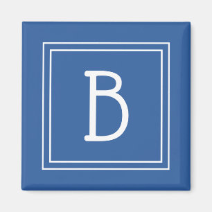 Modern Monogram Letter Initial Template Royal Blue Magnet
