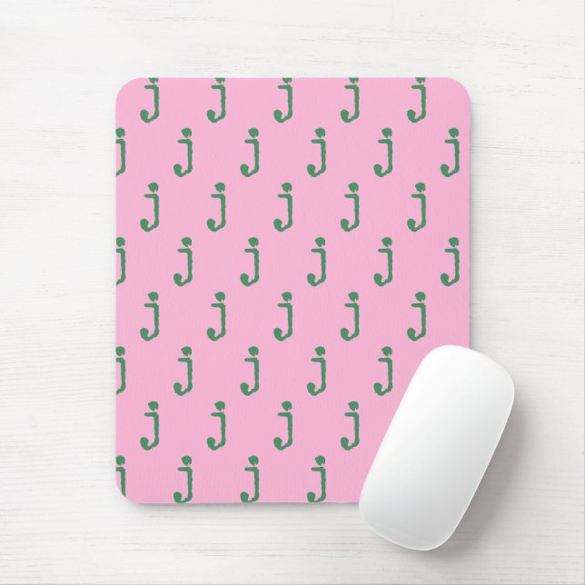 Modern Monogram Letter Typewriter Typography Pink  Mousepad (Mit Mouse)