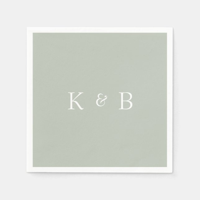 Modern Monogram Light Sage II Cocktailserviette Serviette (Vorderseite)