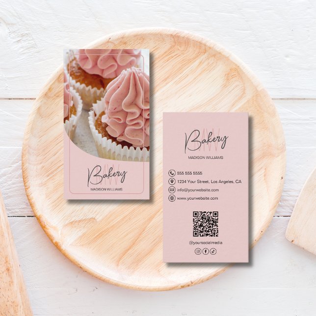 Modern Monogram Logo Bakery Pastry Chef Visitenkarte (Modern Monogram Logo Bakery Pastry Chef Business Card)