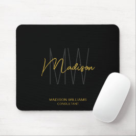 Modern Monogram Logo Black Gold Consultant Mousepad