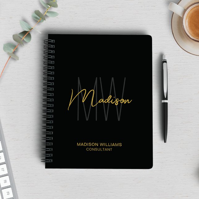Modern Monogram Logo Black Gold Consultant Notizblock (Modern Monogram Logo Black Gold Consultant Notebook)