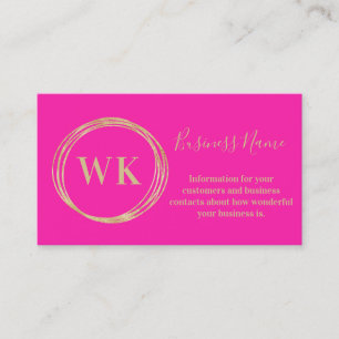 Modern-Monogram-Logo-Hot-Pink-Gold Visitenkarte