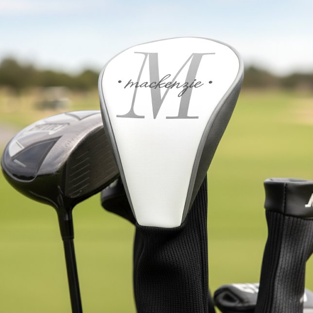 Modern Monogram Minimal Black White Golf Headcover (Von Creator hochgeladen)