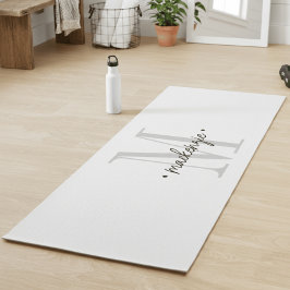 Modern Monogram Minimal Black White Yogamatte