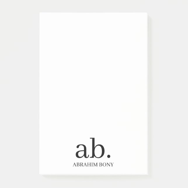 Modern Monogram Minimalist Stylish Design Post-it Klebezettel (Vorderseite)