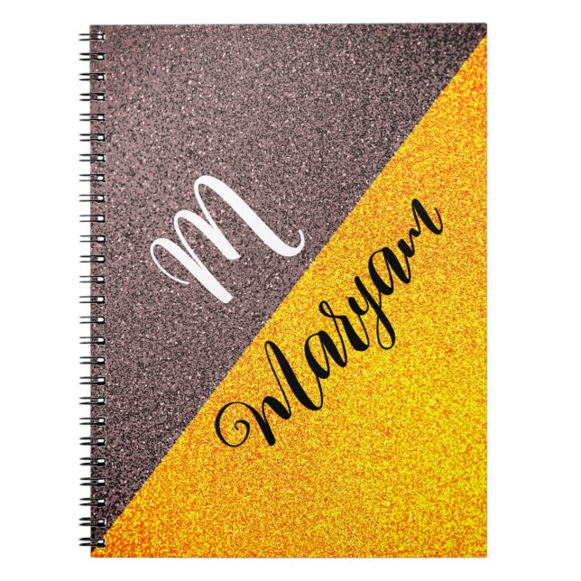 Modern Monogram Name - Black Gold Spiral Notebook Notizblock (Vorderseite)