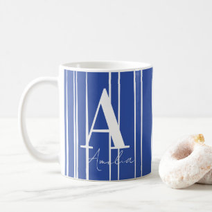 Modern Monogram Name Blue Kaffeetasse