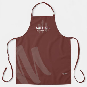 Modern Monogram Name Fired-Brick Reddish Brown Schürze