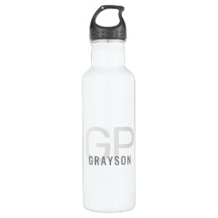 Modern Monogram Name Gray White Personalized Edelstahlflasche