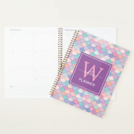 Modern Monogram Name Initial Mermaid Lila Planer