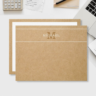 Modern Monogram Name Kraft Style Personalisiert Mitteilungskarte