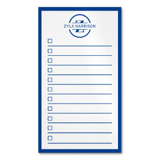 Modern Monogram Name Navy Blue To Do List Magnetische Visitenkarte