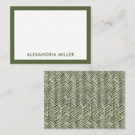 Modern Monogram Name Olive Herringbone Mitteilungskarte