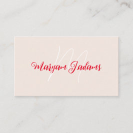 Modern Monogram Name - QR Minimalistisch Blush Pin Visitenkarte