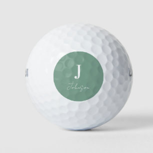 Modern Monogram Name Sage Green Golfball